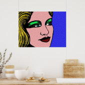 女ポップ・アートのの子 ポスター (キッチン)