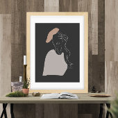 女ミニマル人白線スケッチ抽象芸術ポスター ポスター