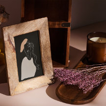 女ミニマル人白線スケッチ抽象芸術ポスター