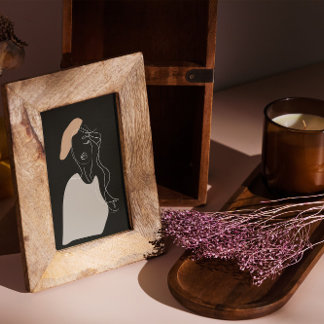 女ミニマル人白線スケッチ抽象芸術ポスター ポスター