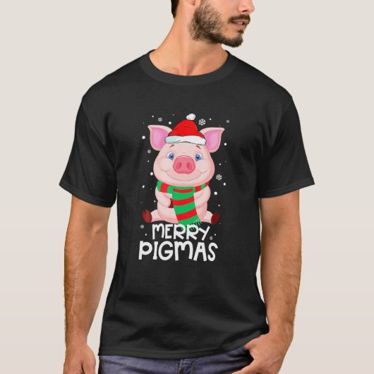 女メリーの子おもしろいPのための豚メリークリスマス Tシャツ (正面)