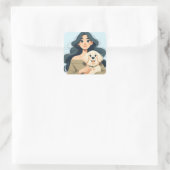 女モダンお洒落と犬 スクエアシール (バッグ)