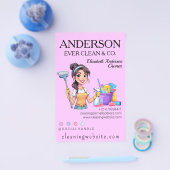 女モダンかわいらしの掃除とメイドサービス チラシ (シングル)