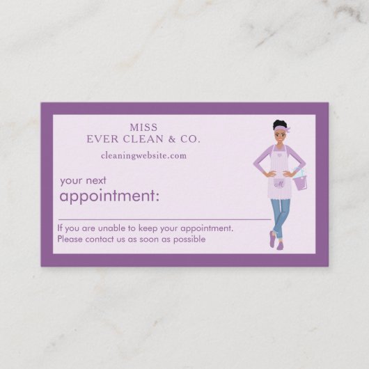 女モダンかわいらしの清掃とメイドサービス 予約カード (正面)