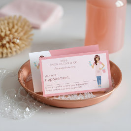 女モダンかわいらしの清掃とメイドサービス 予約カード