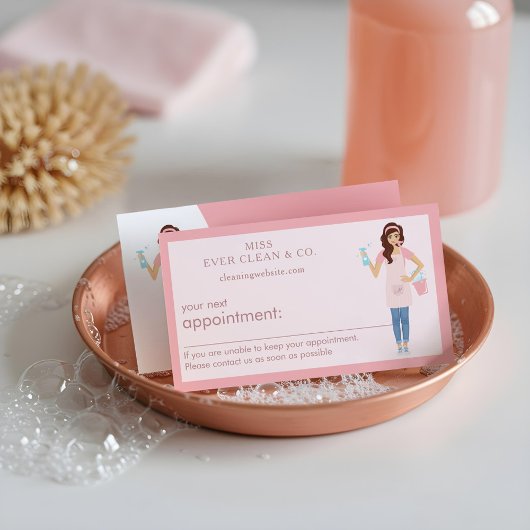 女モダンかわいらしの清掃とメイドサービス 予約カード