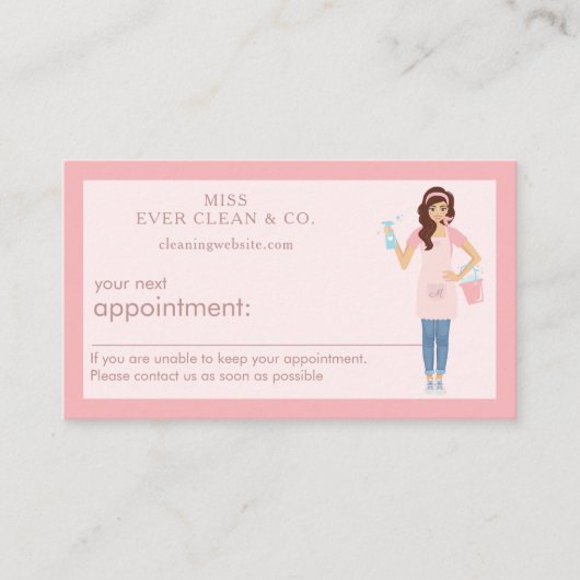 女モダンかわいらしの清掃とメイドサービス 予約カード (正面)