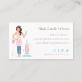 女モダンかわいらしの清掃とメイドサービス 名刺 (裏面)