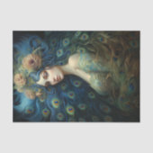 女モダンと孔雀の羽根でアート 薄葉紙 (正面)