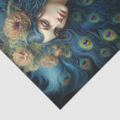 女モダンと孔雀の羽根でアート 薄葉紙 (詳細)