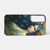 女モダンと孔雀の羽根でアート SAMSUNG GALAXYケース (裏面横)