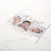 女モダンの子のベビー3生まれたばかりのフォトコラージュ 箔シーズンカード (回転した状態)