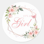 女モダンの子の水色のフローラ ラウンドシール (正面)