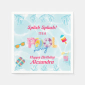 女モダンの子スプラッシュキッズプールパーティー スタンダードカクテルナプキン (正面)