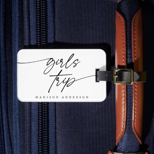 女モダンエレガント子の旅行スクリプトタイポグラフィ ラゲッジタグ (正面インサイチュ4)
