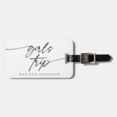 女モダンエレガント子の旅行スクリプトタイポグラフィ ラゲッジタグ (正面横)