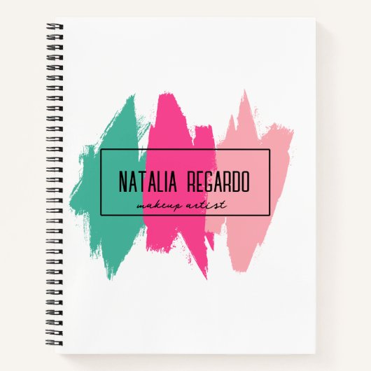 女モダンカラフル子用ブラシストローク手帳 ノートブック (正面)