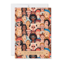 女モダン国際的の日のグリーティングカード