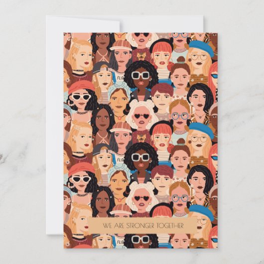 女モダン国際的の日のグリーティングカード シーズンカード (正面)