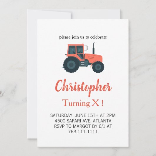 女モダン子の男の子のための誕生日パーティー用品 招待状 (正面)