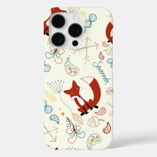 女モダン子手描きウッドランド動物キツネ模様 Case-Mate iPhoneケース (裏面)