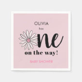 女モダン子赤ちゃんシャワーデイジーフローラ スタンダードカクテルナプキン (正面)