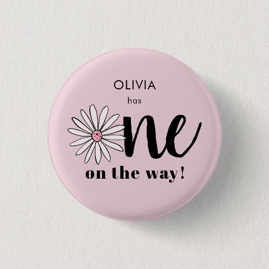 女モダン子赤ちゃんシャワーデイジーフローラ 缶バッジ (正面)