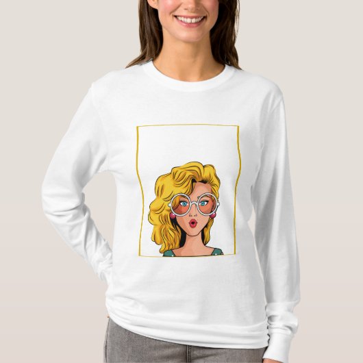 女モダン白 Tシャツ (正面)