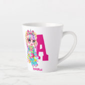 女モノグラムのの子ユニコーンかわいかわいらしパーソナライズされた カフェラテマグ (右)