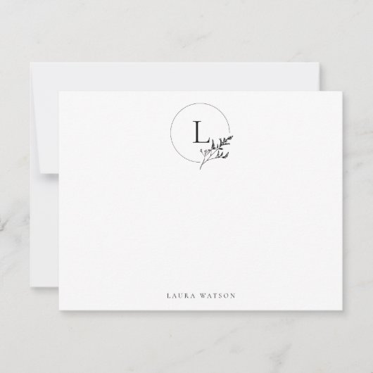 女モノグラムのパーソナライズされた用文房具 ノートカード (正面)