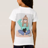 女ユニークの子のTシャツと丸い首 Tシャツ (裏面)