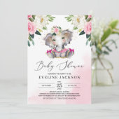 女ユニークの子tutu ballerina elephot bohoベビー 招待状 (スタンド正面)