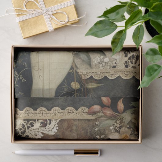 女ユニークエレガント児と黒猫の庭の花 薄葉紙 (ギフト)