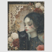 女ユニークエレガント児と黒猫フローラ園 薄葉紙 (正面)