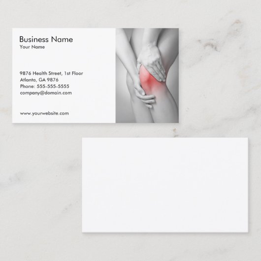 女ユニーク性膝医師の写真 名刺 (正面/裏面)