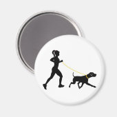 女ランニングの子は犬の磁石と マグネット (正面/裏面)