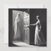 女不気味と幽霊ゲストヴィンテージイラストレーション カード (正面)