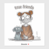 女不気味の子と犬の友 シール (シート)