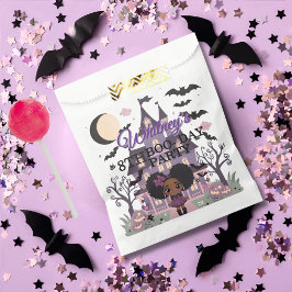 女不気味の子パープルアフロープフ誕生日パーティー フェイバーバッグ