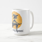 女不気味の飛んでいるほうき コーヒーマグカップ (正面右)