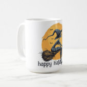 女不気味の飛んでいるほうき コーヒーマグカップ (正面左)