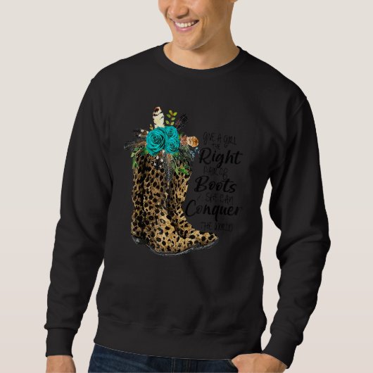 女与えの子の右のペアのブーツLeopard Cogir スウェットシャツ (正面)