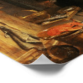 女中のいるキッチンインテリア ポスター (角)