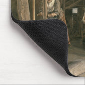 女中のかき回すバターを持つ納屋のインテリア マウスパッド (コーナー)