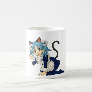 女中の服の彼女の膝の日本製アニメの女生徒猫 コーヒーマグカップ
