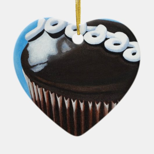 女主人のカップケーキ セラミックオーナメント (正面)