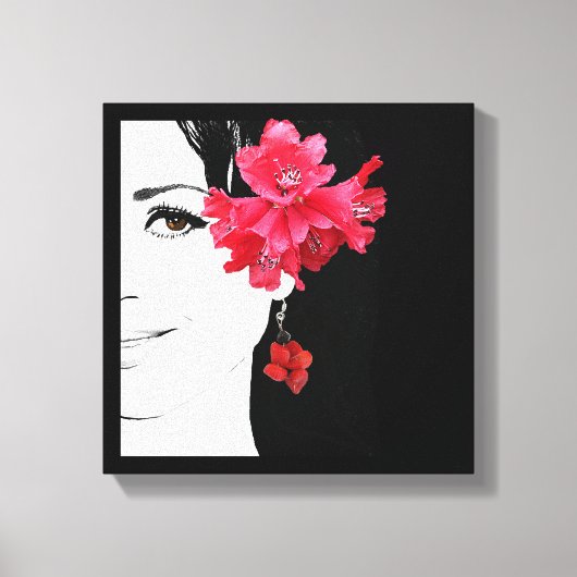 女予測できなかわいらし児顔ファッションイラストレーション キャンバスプリント (正面)