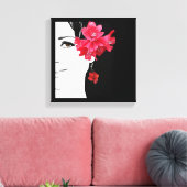 女予測できなかわいらし児顔ファッションイラストレーション キャンバスプリント (インサイチュ (リビング))