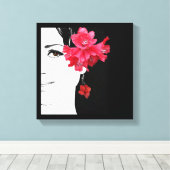 女予測できなかわいらし児顔ファッションイラストレーション キャンバスプリント (インサイチュ (ウッドフロア))