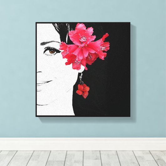 女予測できなかわいらし児顔ファッションイラストレーション キャンバスプリント (インサイチュ (ウッドフロア))